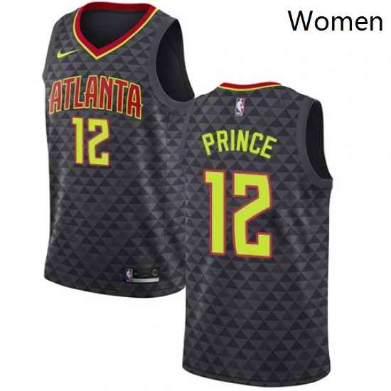 Womens Nike Atlanta Hawks 12 Taurean Prince Swingman Black Road NBA Jersey Icon Edition